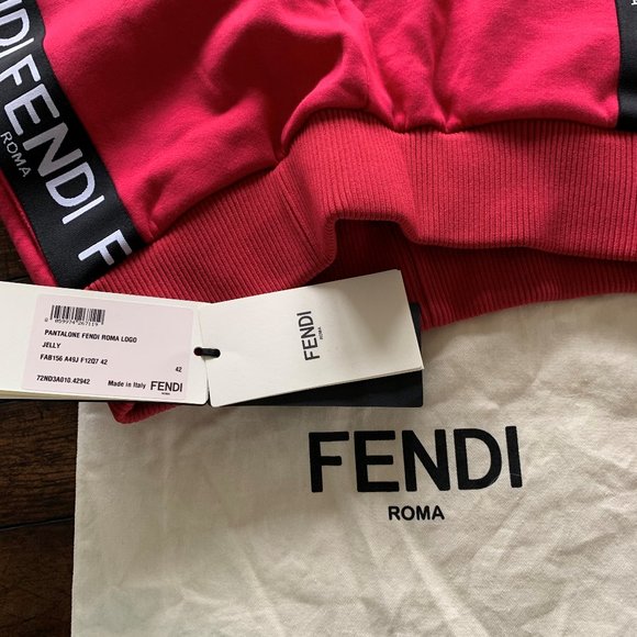 Fendi | Pants & Jumpsuits | Fendi Red Logo Stripe Track Pants | Poshmark